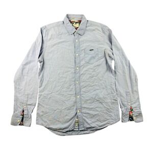 Being Human Button Up Shirt Men M Blue Slim Fit Cotton Long Sleeve Pocket